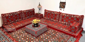 Shark Anatolia  Afgan Desenli Şark Köşesi İkili Sedir Takımı Kırmızı - 7