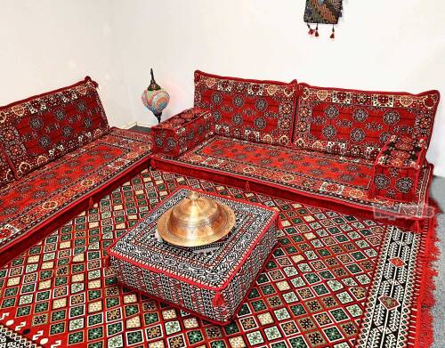 Shark Anatolia  Afgan Desenli Şark Köşesi İkili Sedir Takımı Kırmızı - 10