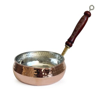Shark Anatolia Copper Salsa Sauce Pan With Wooden Handle No:1