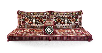 Shark Anatolian Oriental Corner Double Floor Seating Set Burgundy