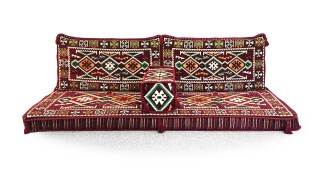 Shark Anatolian Oriental Corner Double Floor Seating Set Burgundy
