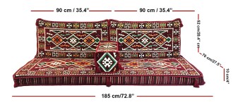 Shark Anatolia Anadolu Şark Köşesi İkili Sedir Takımı Bordo - 4