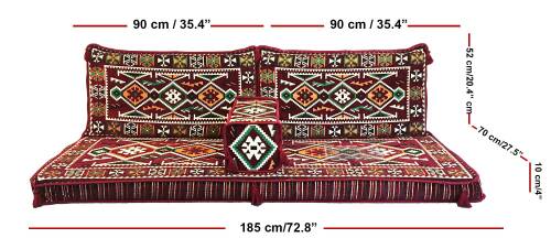 Shark Anatolia Anadolu Şark Köşesi İkili Sedir Takımı Bordo - 4