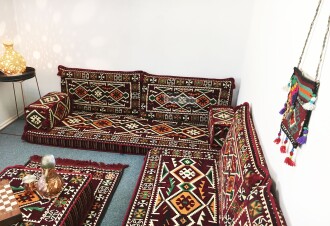 Shark Anatolia Anadolu Şark Köşesi İkili Sedir Takımı Bordo - 6