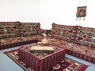 Shark Anatolia Anadolu Şark Köşesi İkili Sedir Takımı Bordo - 7