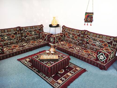 Shark Anatolia Anadolu Şark Köşesi İkili Sedir Takımı Bordo - 10