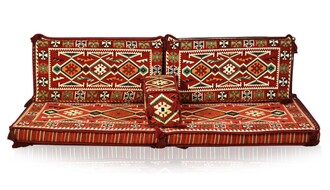 Shark Anatolian Oriental Corner Double Floor Seating Set Red