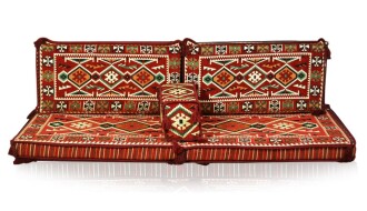 Shark Anatolian Oriental Corner Double Floor Seating Set Red