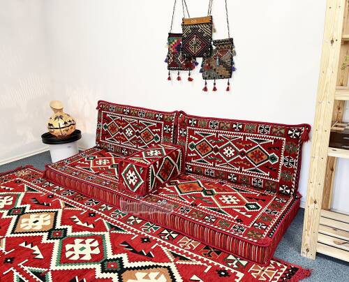 Shark Anatolia Anadolu Şark Köşesi İkili Sedir Takımı Kırmızı - 3