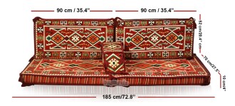 Shark Anatolia Anadolu Şark Köşesi İkili Sedir Takımı Kırmızı - 4