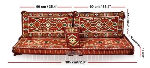 Shark Anatolia Anadolu Şark Köşesi İkili Sedir Takımı Kırmızı - 4