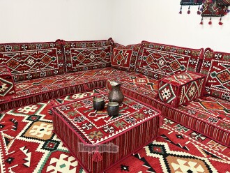 Shark Anatolia Anadolu Şark Köşesi İkili Sedir Takımı Kırmızı - 5