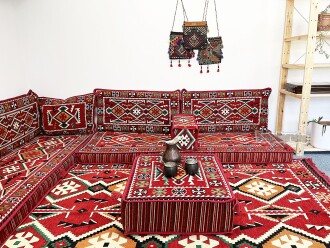 Shark Anatolia Anadolu Şark Köşesi İkili Sedir Takımı Kırmızı - 6