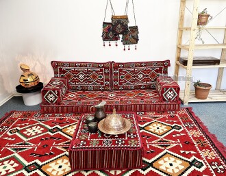 Shark Anatolia Anadolu Şark Köşesi İkili Sedir Takımı Kırmızı - 7