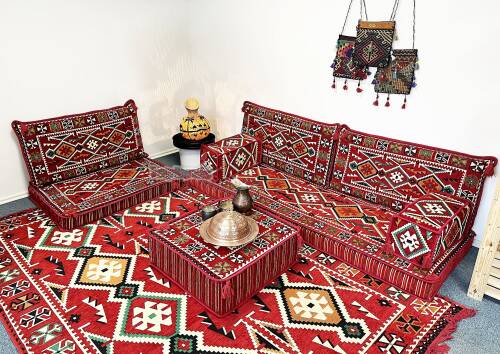 Shark Anatolia Anadolu Şark Köşesi İkili Sedir Takımı Kırmızı - 8