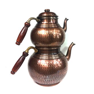 Shark Anatolia Antik Klasik El Dövmesi Bakır Çaydanlık No:3 - 2