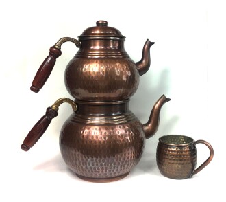 Shark Anatolia Antik Klasik El Dövmesi Bakır Çaydanlık No:3 - 7