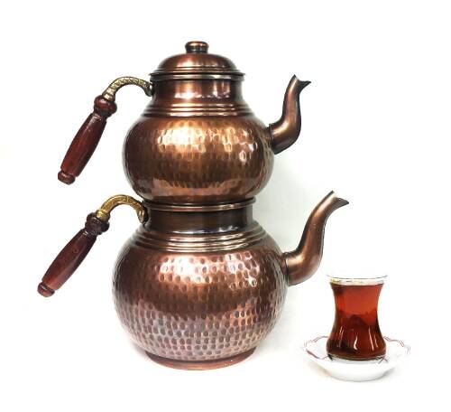 Shark Anatolia Antik Klasik El Dövmesi Bakır Çaydanlık No:3 - 8