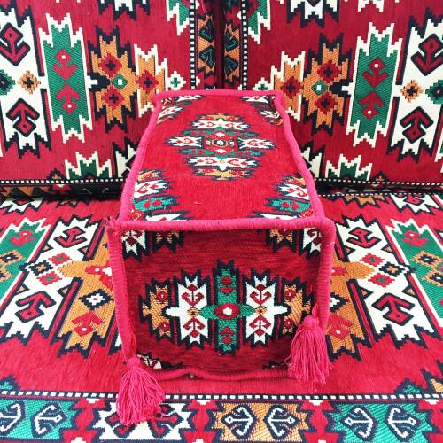 Shark Anatolia Apaçi Şark Köşesi İkili Sedir Takımı Kırmızı - 7