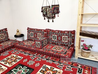 Shark Anatolia Bergama Şark Köşesi İkili Sedir Takımı Kırmızı - 2