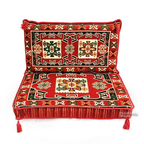 Shark Anatolia Bergama Şark Köşesi Tek Kişilik Sedir Takımı Kırmızı - 10