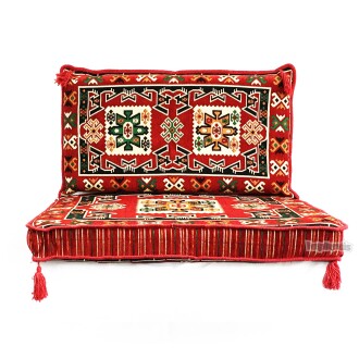 Shark Anatolia Bergama Şark Köşesi Tek Kişilik Sedir Takımı Kırmızı - 4