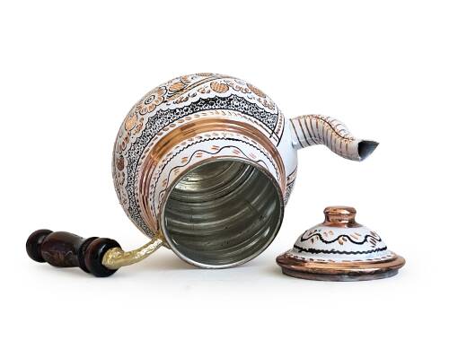 Shark Anatolia Beyaz Bakır Çaydanlık Erzincan El İşleme 10 Kişilik - 10