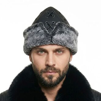 Traditional Börk Hat Skull Cap Cross Stitch Black