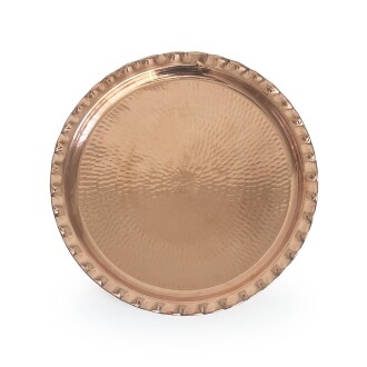 Shark Anatolia Hand Hammered Copper Round Presentation Tray 34 cm