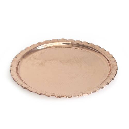 Shark Anatolia Çaldıran El Dövmesi Bakır Yuvarlak Sunum Tepsisi 34 cm - 2