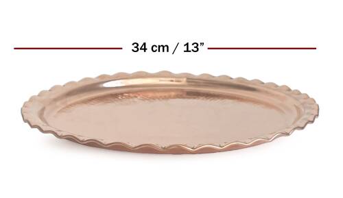 Shark Anatolia Çaldıran El Dövmesi Bakır Yuvarlak Sunum Tepsisi 34 cm - 3