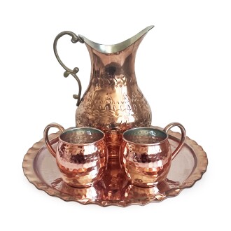 Shark Anatolia Çaldıran El Dövmesi Bakır Yuvarlak Sunum Tepsisi 34 cm - 8