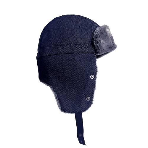 Shark Anatolia Çıkarılabilir Maskeli Pilot Kürklü Kanvas Şapka Lacivert - 4