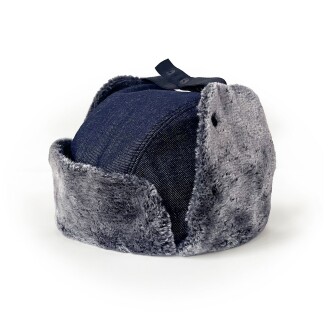 Shark Anatolia Çıkarılabilir Maskeli Pilot Kürklü Kanvas Şapka Lacivert - 6