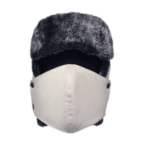 Shark Anatolia Çıkarılabilir Maskeli Pilot Kürklü Şapka Açık Krem - 2