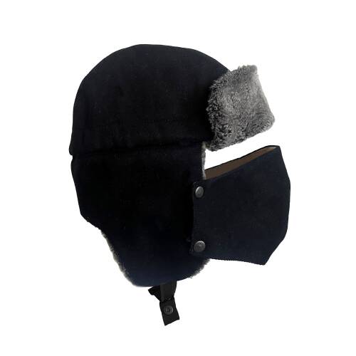 Shark Anatolia Çıkarılabilir Maskeli Pilot Kürklü Şapka Siyah - 3