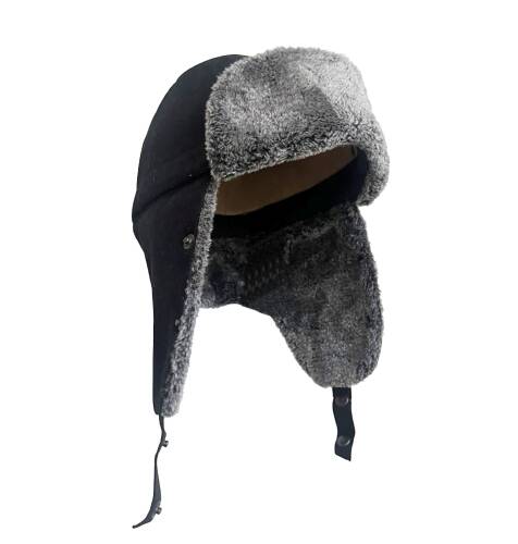 Shark Anatolia Çıkarılabilir Maskeli Pilot Kürklü Şapka Siyah - 5