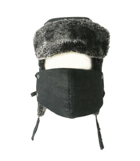 Shark Anatolia Çıkarılabilir Maskeli Pilot Kürklü Şapka Taşlanmış Siyah - 2