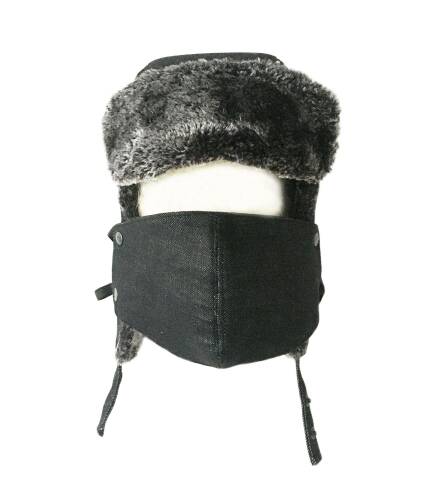 Shark Anatolia Çıkarılabilir Maskeli Pilot Kürklü Şapka Taşlanmış Siyah - 2