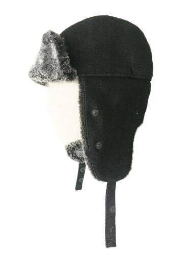 Shark Anatolia Çıkarılabilir Maskeli Pilot Kürklü Şapka Taşlanmış Siyah - 4