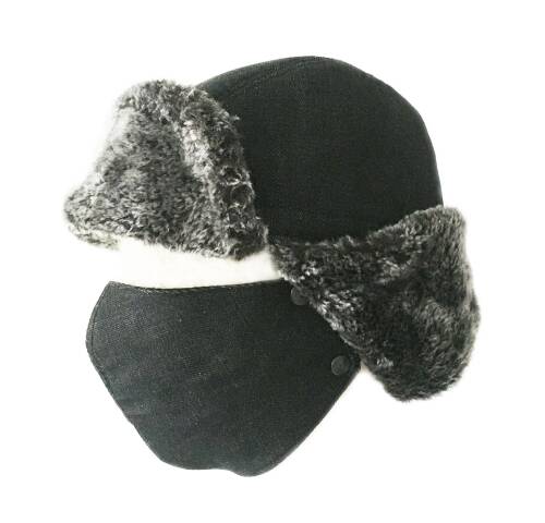 Shark Anatolia Çıkarılabilir Maskeli Pilot Kürklü Şapka Taşlanmış Siyah - 5