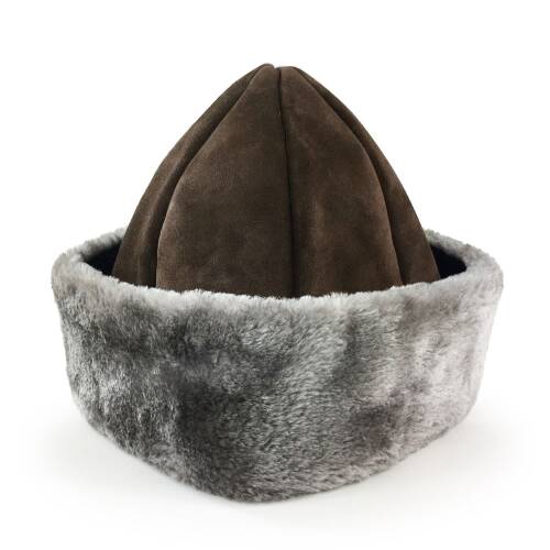 Shark Anatolia Deri Börk Şapka Nubuk Açık Kahve Gri Kürk - 4