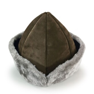 Shark Anatolia Deri Börk Şapka Nubuk Açık Kahve Gri Kürk - 5