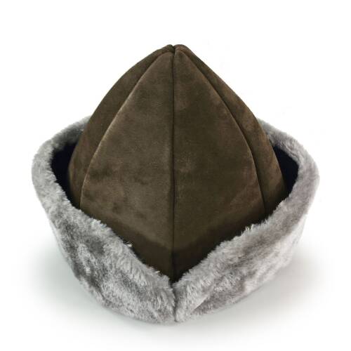 Shark Anatolia Deri Börk Şapka Nubuk Açık Kahve Gri Kürk - 5