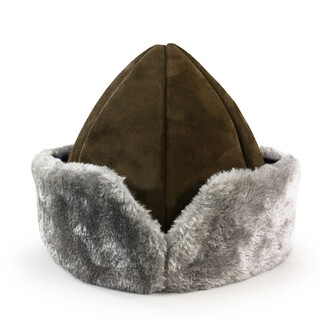 Shark Anatolia - Nubuck Leather Börk Hat IYI Traditional Dark Brown With Gray Fur