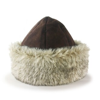 Shark Anatolia Deri Börk Şapka Nubuk Kahve Boz Kürk - 3