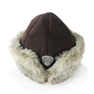 Shark Anatolia Deri Börk Şapka Nubuk Kahve Boz Kürk - 5