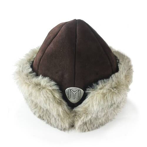 Shark Anatolia Deri Börk Şapka Nubuk Kahve Boz Kürk - 5