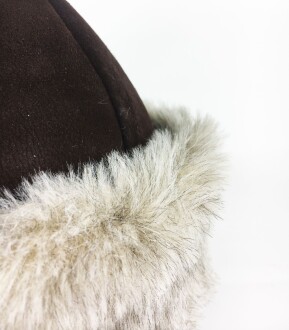 Shark Anatolia Deri Börk Şapka Nubuk Kahve Boz Kürk - 8