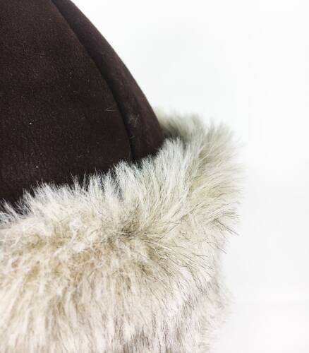 Shark Anatolia Deri Börk Şapka Nubuk Kahve Boz Kürk - 8